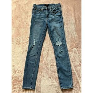 J. Crew Mercantile Distressed Skinny Leg‎ Jeans Women's 25 Blue Faded Mid Rise